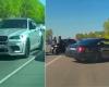 BMW and Mercedes tandem perform aggressive maneuvers in Riga